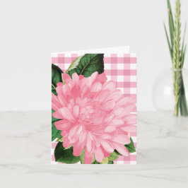 Klassiskt Rosa Blomma Gingham Mönster Notkort Anteckningskort
