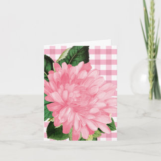 Klassiskt Rosa Blomma Gingham Mönster Notkort Anteckningskort