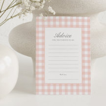 Klassiskt Rosa Gingham Girl Baby Shower Advice Car
