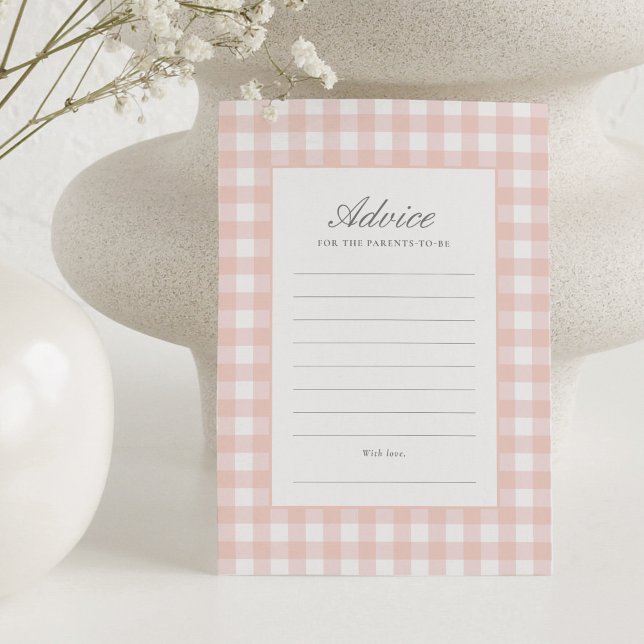 Klassiskt Rosa Gingham Girl Baby Shower Advice Car Inbjudningar (Skapare uppladdad)