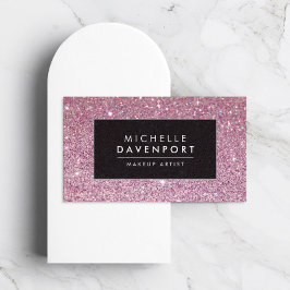 Klassiskt Rosa Glitter Makeup Artist Affärskort Visitkort
