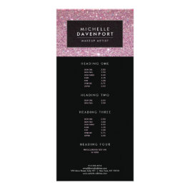 Klassiskt Rosa Glitter Makeup Artist Rack Card Reklamkort