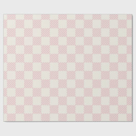 Klassiskt rosa & krämfärgat diagonalt rutigt prese presentpapper