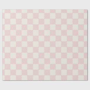 Klassiskt rosa & krämfärgat diagonalt rutigt prese presentpapper