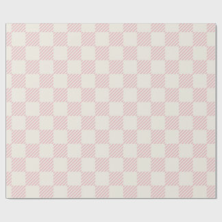 Klassiskt rosa & krämfärgat diagonalt rutigt prese presentpapper