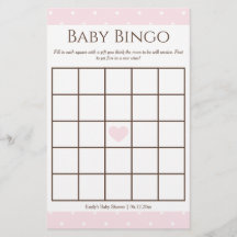 Klassiskt Rosa Polka Dot Girl Baby Shower Bingo Ga