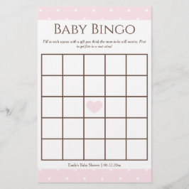Klassiskt Rosa Polka Dot Girl Baby Shower Bingo Ga