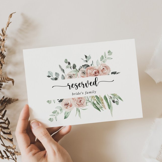 Klassiskt Rosa ros Blommigt Bröllop-reservat tecke (Skapare uppladdad)