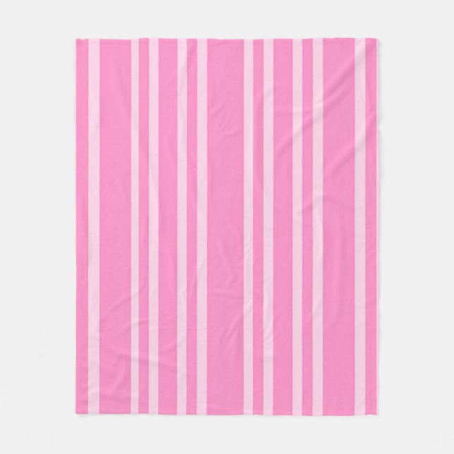 Klassiskt rosa vitt randigt mönster fleecefilt (Framsidan)