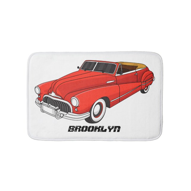 Klassiskt rött 1948 Bilbil Badrumsmatta (Framsidan)