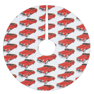 Klassiskt rött 1948 Bilbil Julgransmatta Borstad Polyester