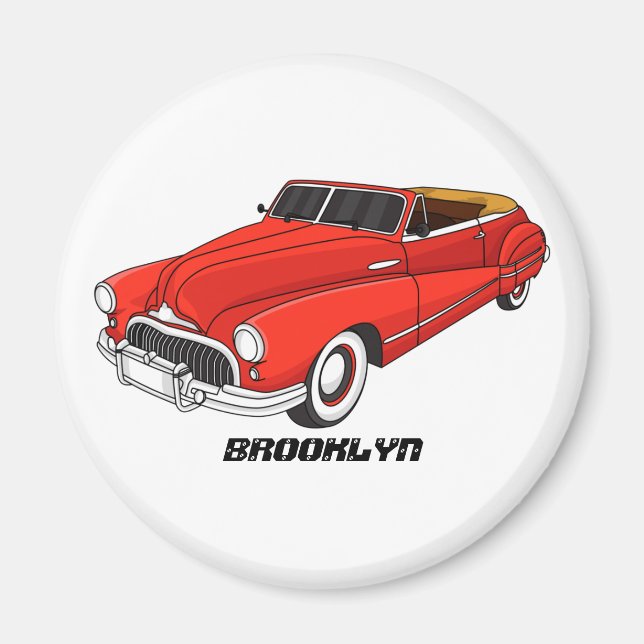 Klassiskt rött 1948 Bilbil Magnet (Framsidan)