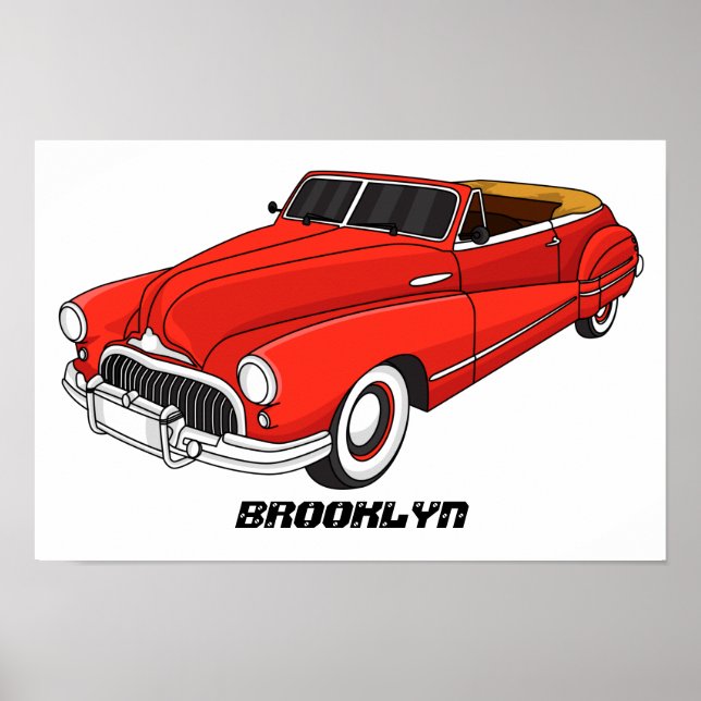 Klassiskt rött 1948 Bilbil Poster (Framsidan)