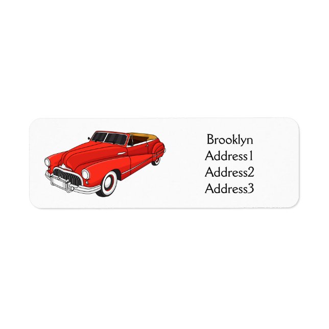 Klassiskt rött 1948 Bilbil Returadress Etikett (Framsidan)