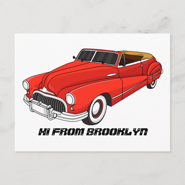 Klassiskt rött 1948 Bilbil Vykort (Framsida)