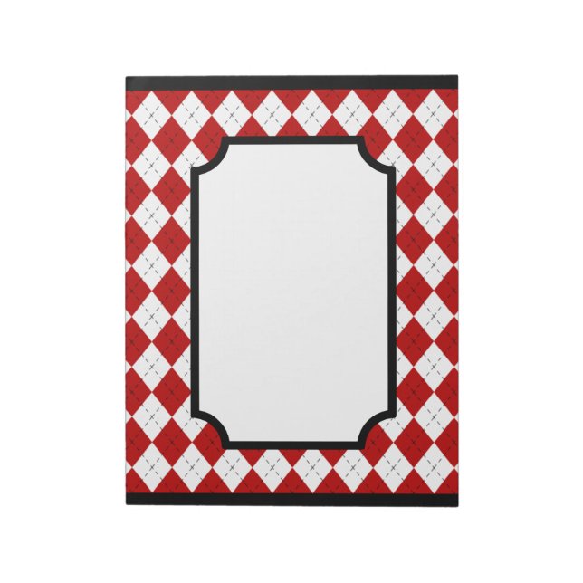 Klassiskt rött argyle-köksnotisblock anteckningsblock (Roterad)