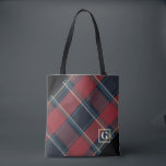 Klassiskt, rött, blått och svart, monogram tygkasse<br><div class="desc">Sofistikerad och klassad är den här rödblå och svarta pladderingen med ett monogram perfekt helgdag,  födelsedag eller mors dag gåva. En del av en samling från Parcel Studios.</div>