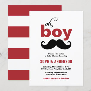 Klassiskt rött Det är en pojkvän Mustache Baby Sho Inbjudningar
