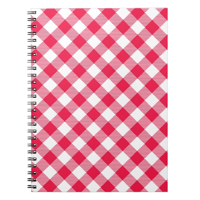 Klassiskt rött gingham-landsmönster anteckningsbok (Framsidan)