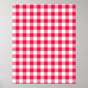 Klassiskt rött gingham-landsmönster poster