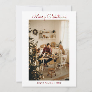 Klassiskt Rött God jul-kort 5-fotokort Julkort