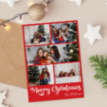 Klassiskt rött God jul Lodrät 5 foto Julkort<br><div class="desc">Fira säsongen med det här unika, klassiska röda God jul-lodrät, fem fotokort med helgdag med en liten vintage-charm. Den minimalistiska utformningen visar upp en röd och vit palett med elegant färg, och framkallar den mysiga andan från vintern. Dess moderna och roligt dragningskraft, parad med den traditionella formuleringen, skapar en perfekt...</div>