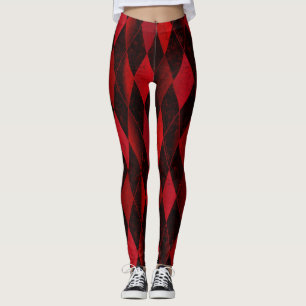 Klassiskt rött harlequin diamantartilleri leggings
