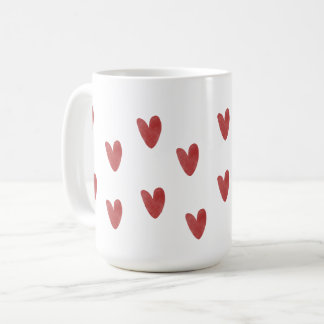 Klassiskt rött hjärtmönster vitt kaffemugg