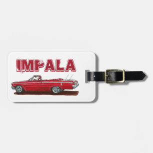 Klassiskt rött impala konvertibelt resagemärke bagagebricka