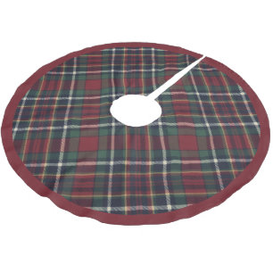 Klassiskt rött mörkblått grönt rutigt mönster julgransmatta borstad polyester
