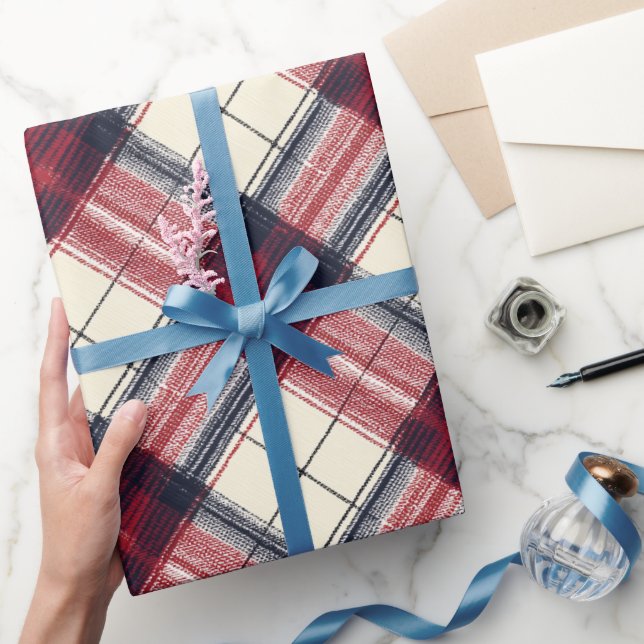 Klassiskt rött navblått Heritage-rutigt mönster Presentpapper (Gifting)