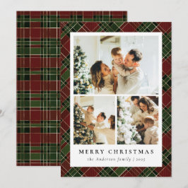 Klassiskt rött och Grönt och fotofärgad jul Julkort