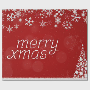 Klassiskt rött och vitt festligt Merry Christmas-p Presentpapper