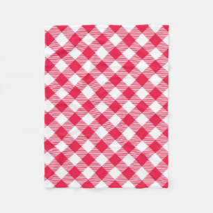 Klassiskt rött och vitt gingham-mönster rustikt fleecefilt
