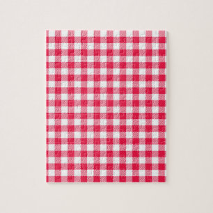 Klassiskt rött och vitt gingham-mönster rustikt pussel