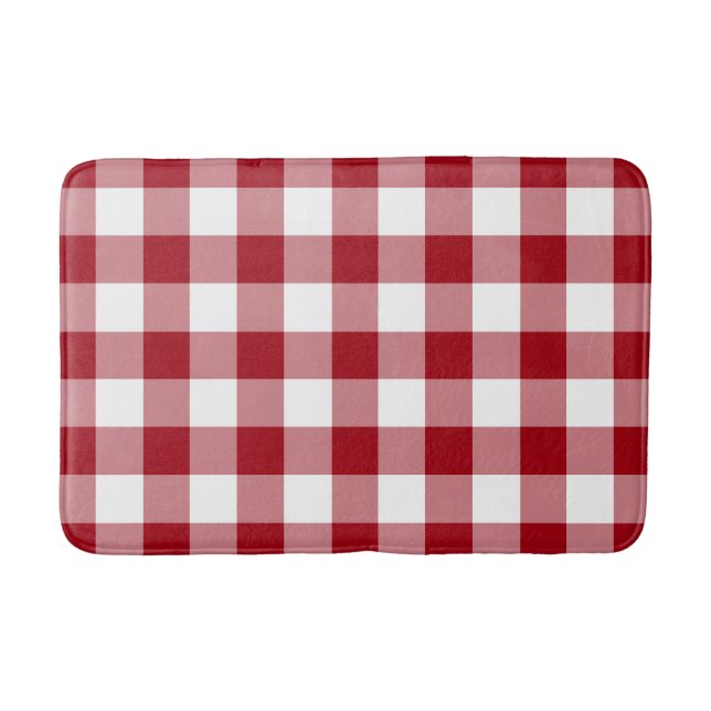 Klassiskt rött och vitt rutigt Gingham-mönster Badrumsmatta (Framsidan)
