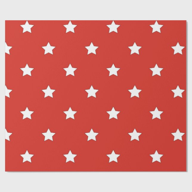 Klassiskt rött och vitt stjärnigt inslagspapper presentpapper (Platt)