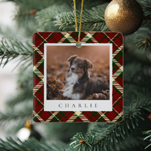 Klassiskt rött Play Personlig Pet Hund Photo Julgransprydnad Keramik