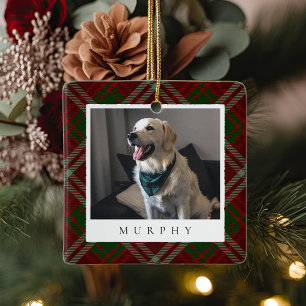 Klassiskt rött Play Personlig Pet Hund Photo Julgransprydnad Keramik