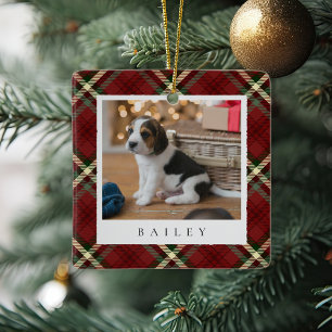 Klassiskt rött Play Personlig Pet Hund Photo Julgransprydnad Keramik