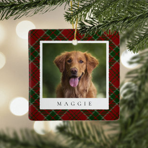 Klassiskt rött Play Personlig Pet Hund Photo Julgransprydnad Keramik