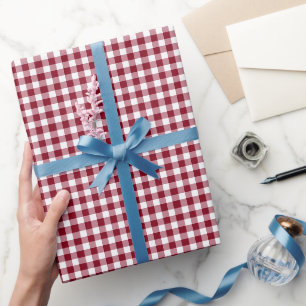 Klassiskt rött rutigt mönster i gingham-stil presentpapper