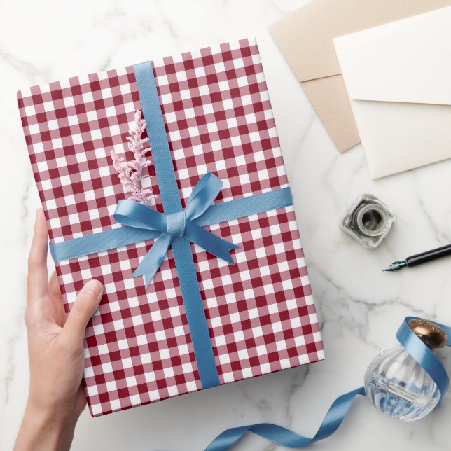 Klassiskt rött rutigt mönster i gingham-stil  presentpapper (Gifting)