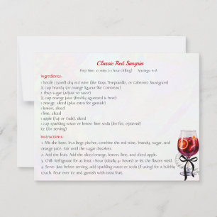 Klassiskt rött sangria-receptkort julkort