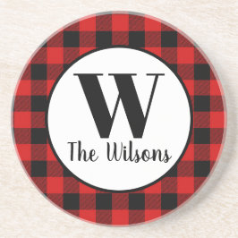 Klassiskt rött svart buffalo Play Monogram Underlägg