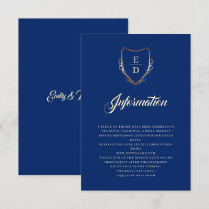 Klassiskt Royal Blue Golden Monogram Luxury Tilläggskort