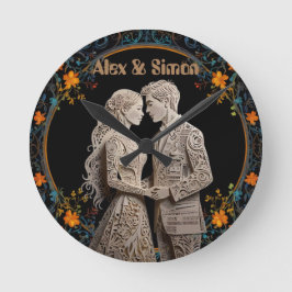 Klassiskt Royal för groom & groom Rund Klocka