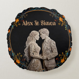 Klassiskt Royal för groom & groom Rund Kudde