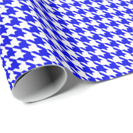 Klassiskt Royalblått och Vitt Houndstooth-mönster Presentpapper