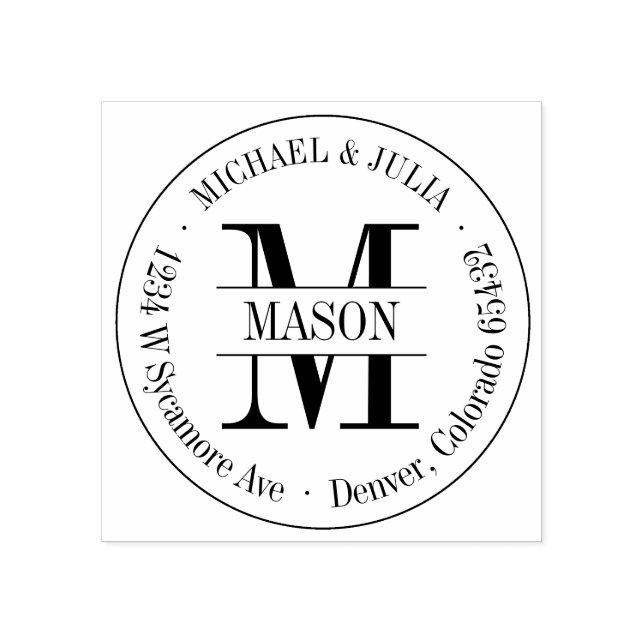 Klassiskt runda Monogram Frimärke Stämpel (Tryck)